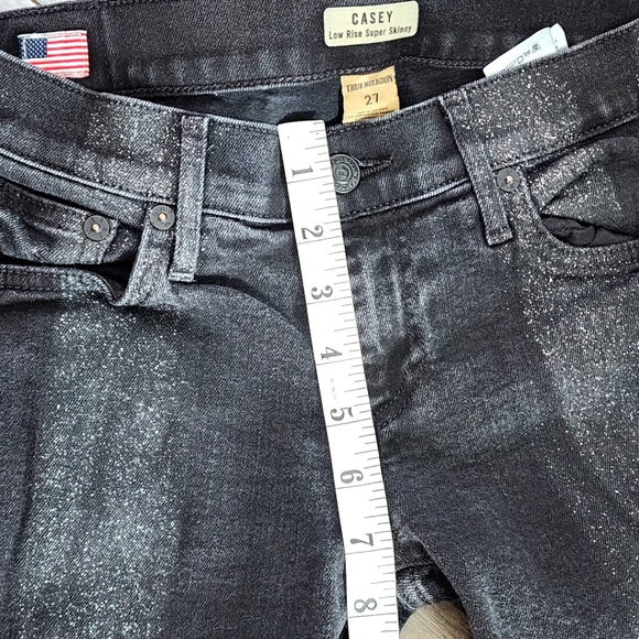 True Religion Casey Low Rise Super Skinny Glittered Black Jeans - Picture 7 of 12